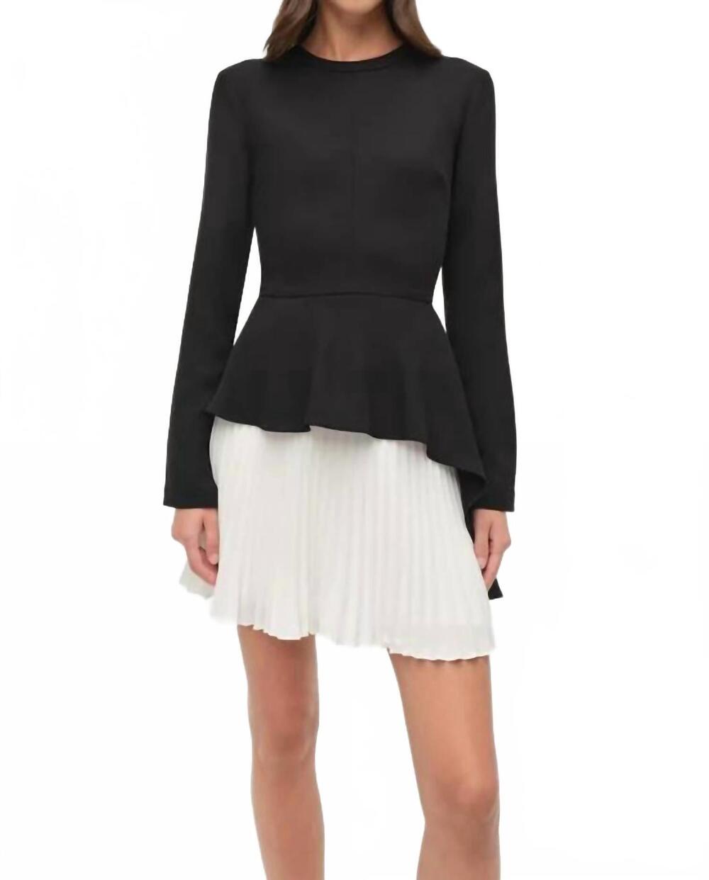 NEW SIMKHAI amberly pleated mini dress in black multi